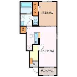 玉垣駅 徒歩18分 1階の物件間取画像